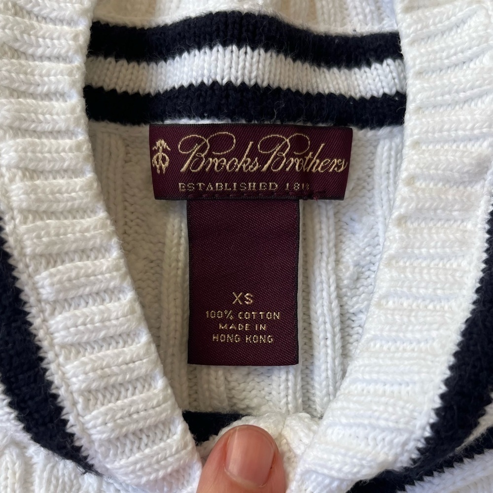 Brooks Brothers Cable Tennis Sweater 100% Cotton - Picture 4 of 4